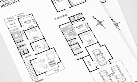 Black and White Floor Plan with Furniture