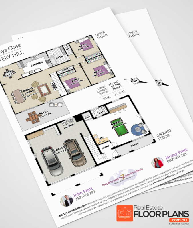 Coloured Real Estate Floor Plan – Caloundra