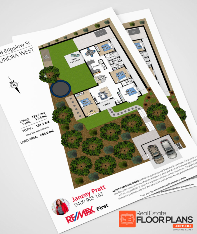 Caloundra West Marketing Floor Plan with Landscaping