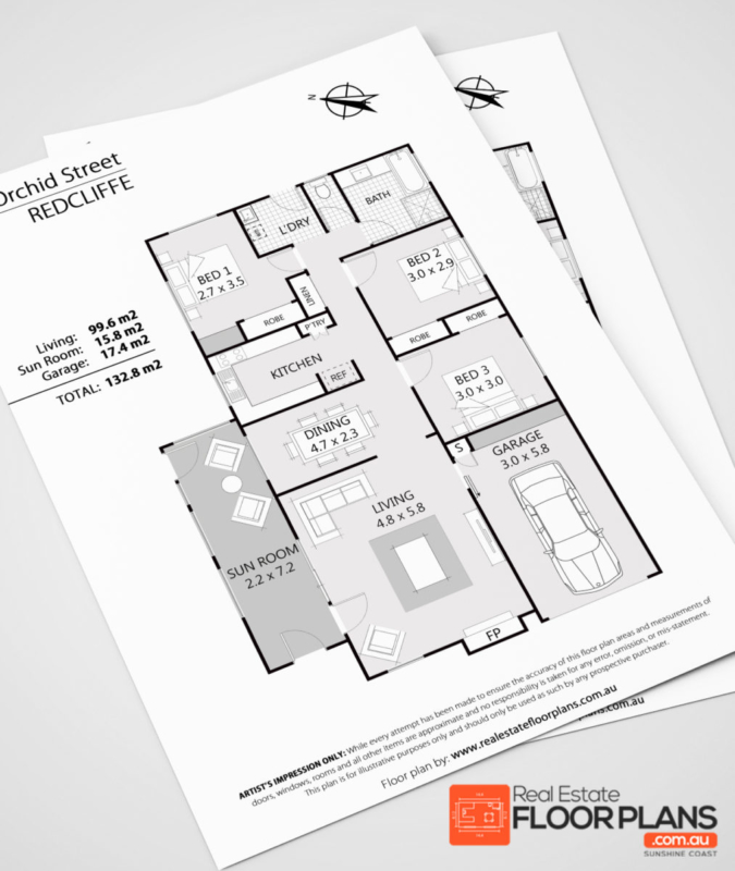 3 Bedroom House Redcliffe – Marketing Floor Plan