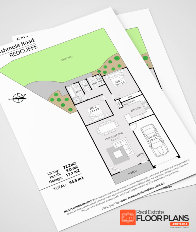 2 Bedroom Unit with Courtyard – Redcliffe